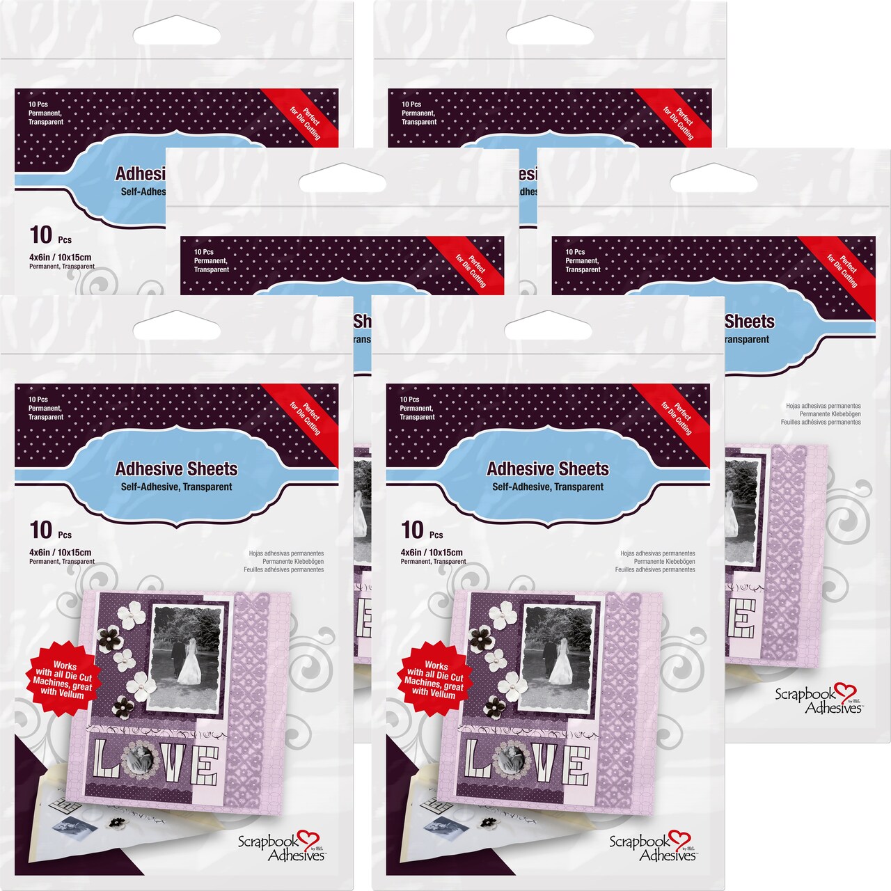 Multipack of 6 - Scrapbook Adhesives Permanent Adhesive Sheets 10/Pkg-4"X6"